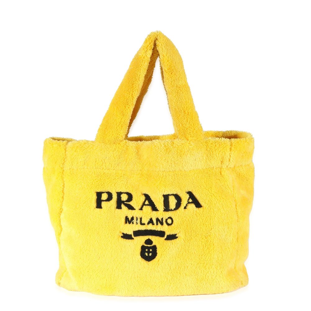 Prada Yellow & Black Logo Terry Tote